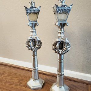 Vintage Pair Christmas Light Up Lamp Posts for Tabletop